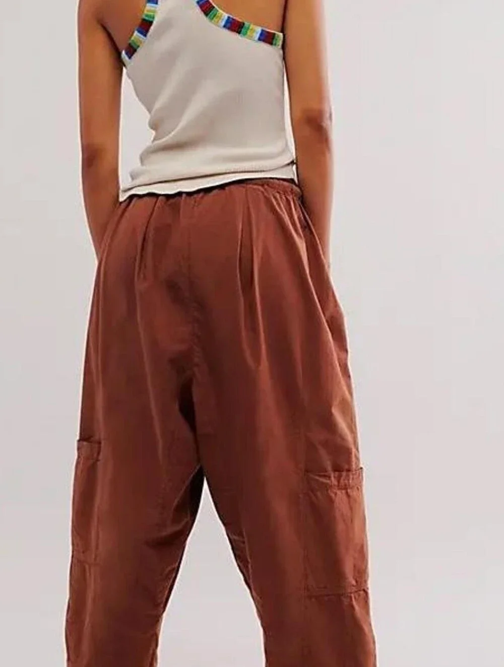 Free People Kalani Harem Pull-On Drawstring Pants in Brown XS (Run Large) - Picture 3 of 8